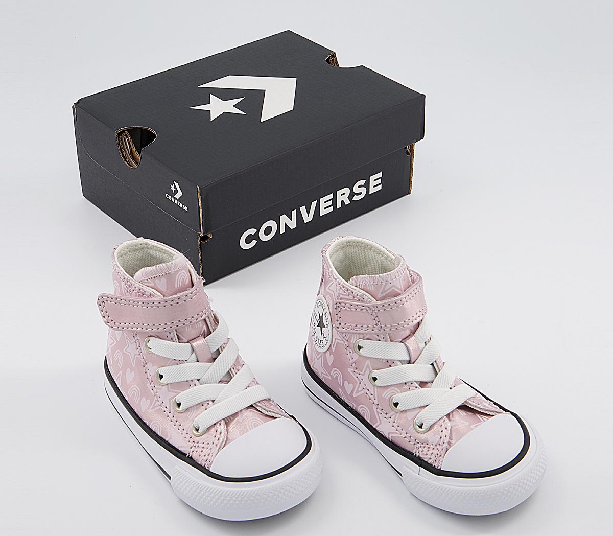 Converse All Star Hi 1vlace Trainers Converse All Star Hi 1vlace Trainers Pink Foam Egret White Stars Rainbow
