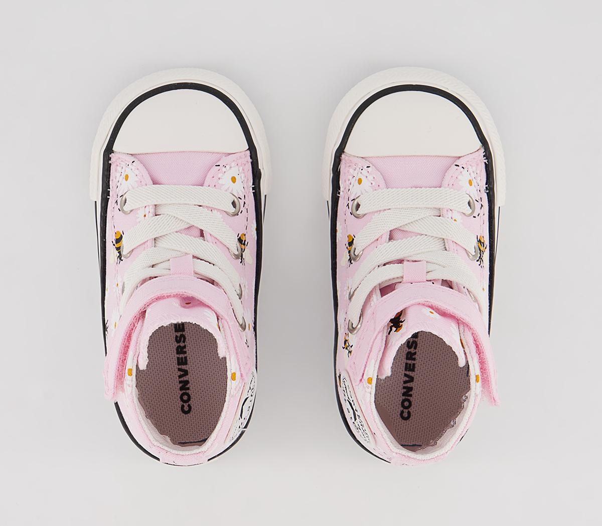 Converse All Star Hi 1vlace Trainers Converse All Star Hi 1vlace Trainers Pink Foam White Black Bee