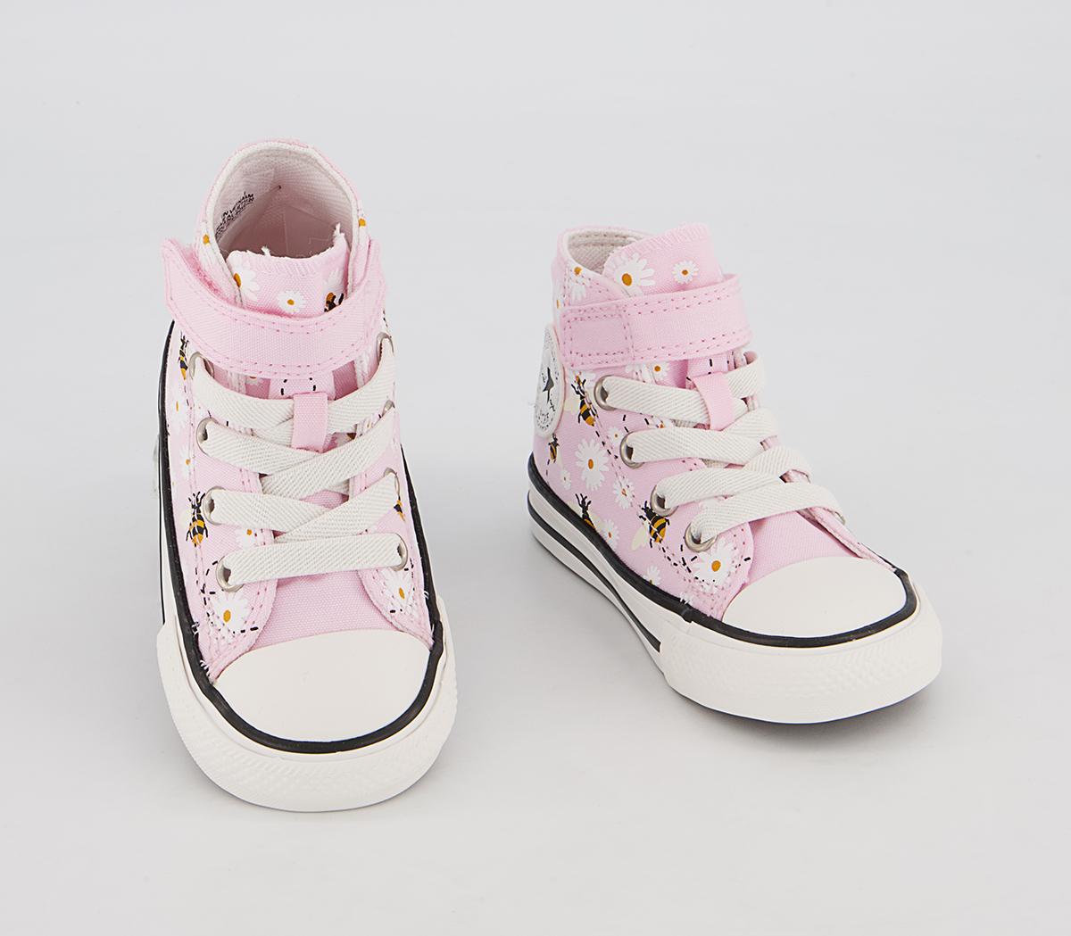 Converse All Star Hi 1vlace Trainers Converse All Star Hi 1vlace Trainers Pink Foam White Black Bee