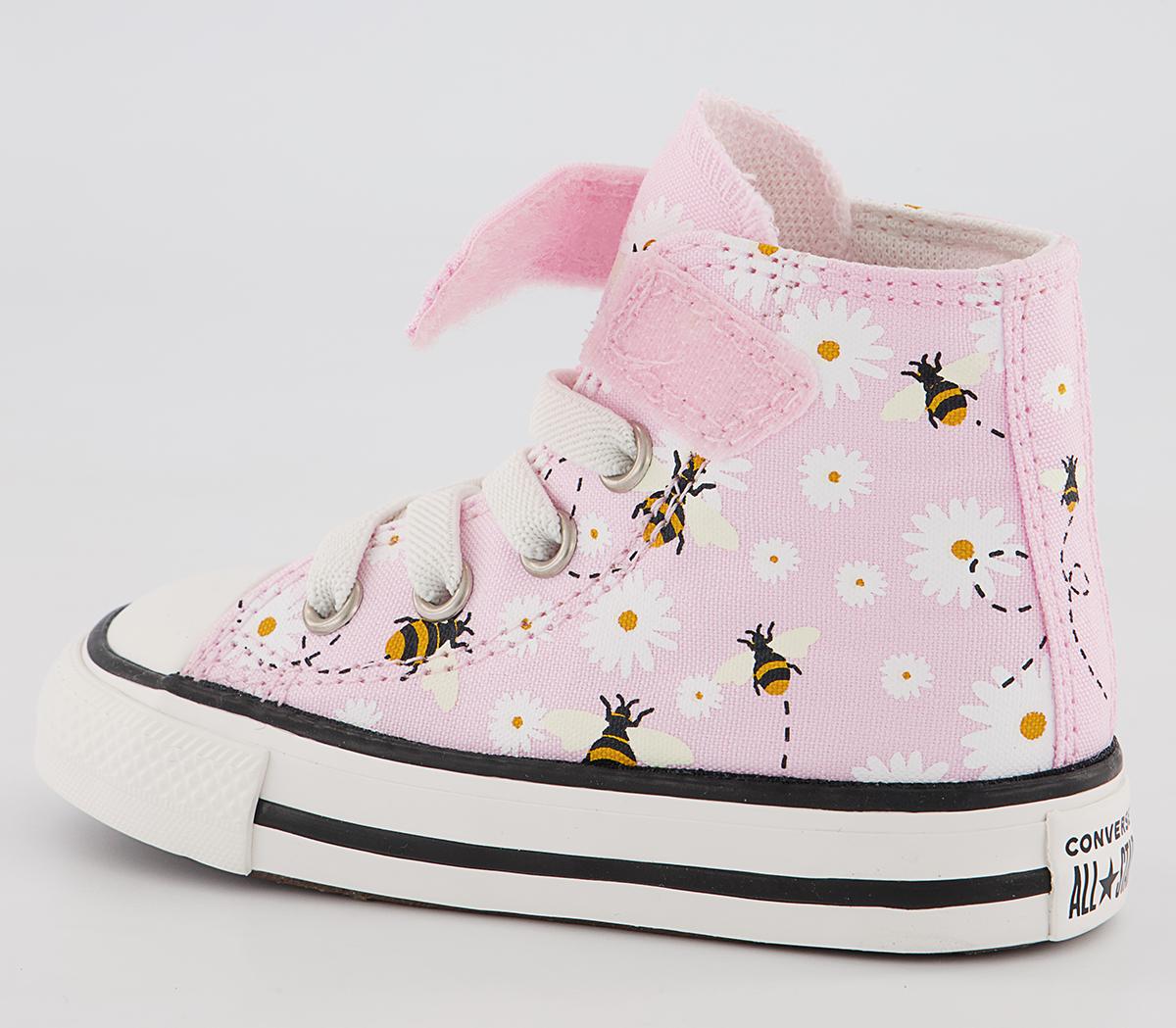 Converse All Star Hi 1vlace Trainers Converse All Star Hi 1vlace Trainers Pink Foam White Black Bee