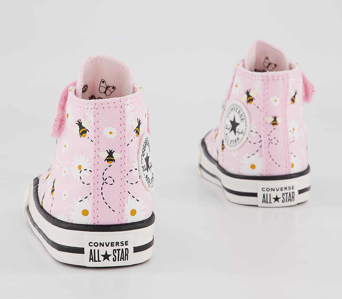 Converse All Star Hi 1vlace Trainers Converse All Star Hi 1vlace Trainers Pink Foam White Black Bee