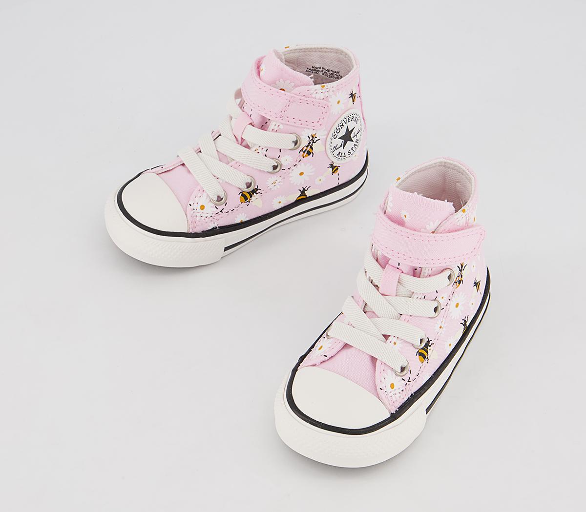 Converse All Star Hi 1vlace Trainers Converse All Star Hi 1vlace Trainers Pink Foam White Black Bee