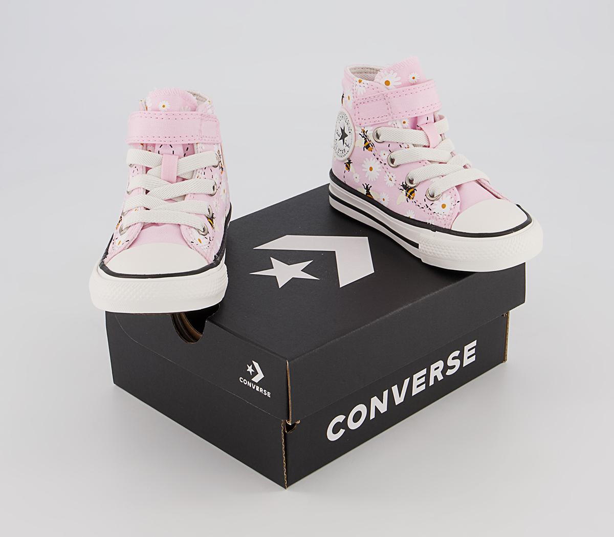 Converse All Star Hi 1vlace Trainers Converse All Star Hi 1vlace Trainers Pink Foam White Black Bee