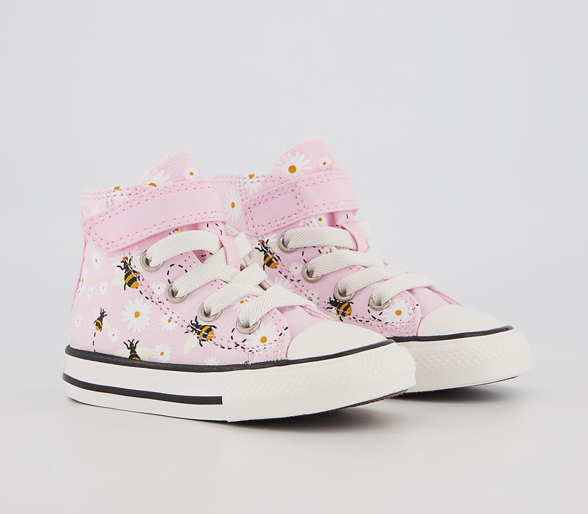 Converse All Star Hi 1vlace Trainers Converse All Star Hi 1vlace Trainers Pink Foam White Black Bee