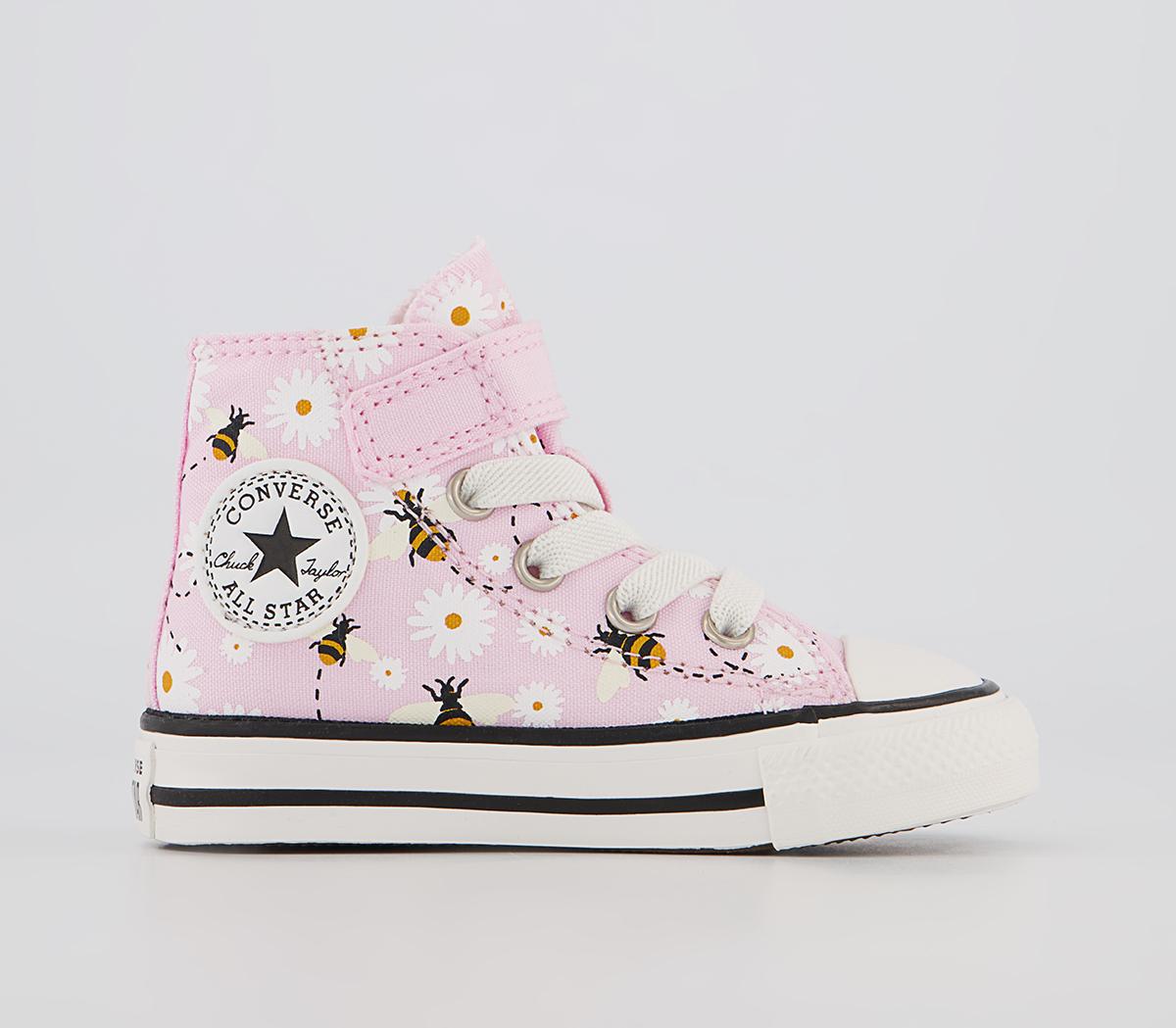 Converse All Star Hi 1vlace Trainers Converse All Star Hi 1vlace Trainers Pink Foam White Black Bee