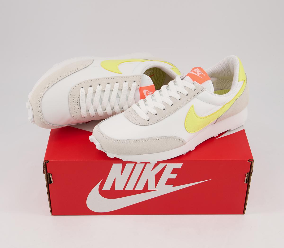 nike daybreak trainers in cream and red