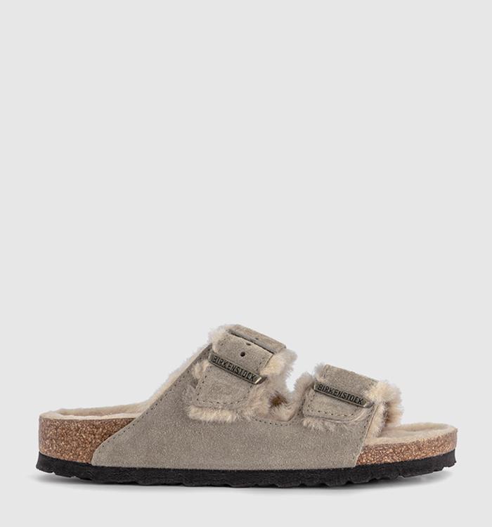 BIRKENSTOCK Arizona Shearling Sandals Taupe - Women's Sandals