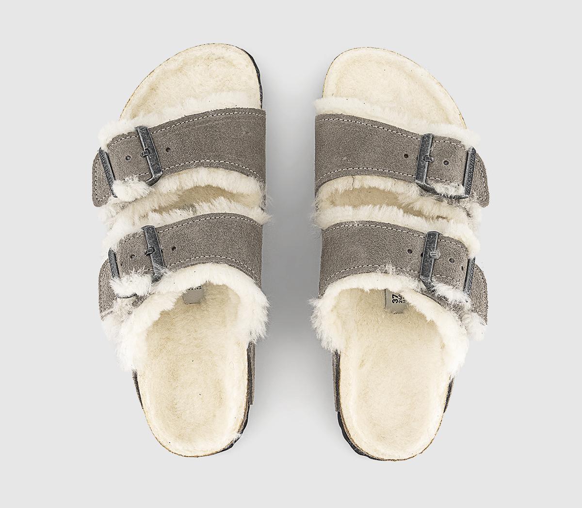 BIRKENSTOCKArizona Shearling Sandals Stone Coin