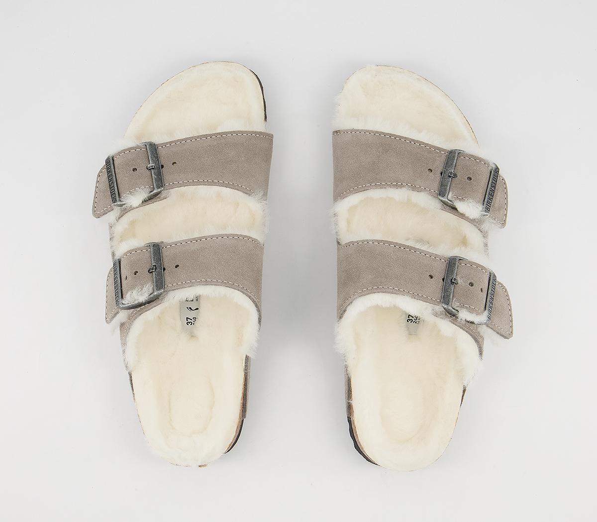 BIRKENSTOCK Arizona Shearling Sandals BIRKENSTOCK Arizona Shearling Sandals Stone Coin