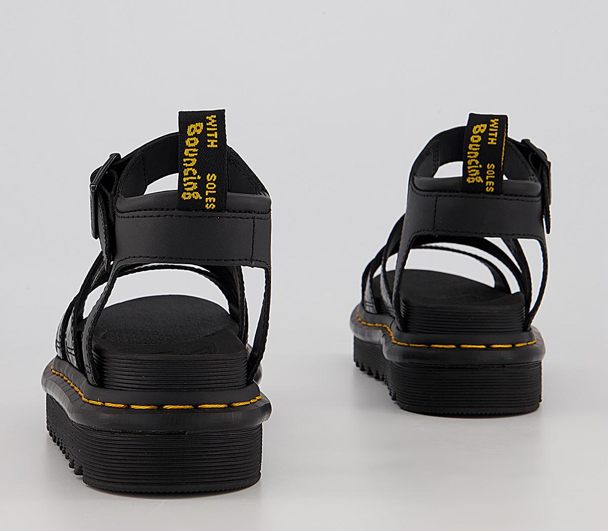 Martens Blaire Sandals Gunmetal Wild Croc Emboss Women's Sandals