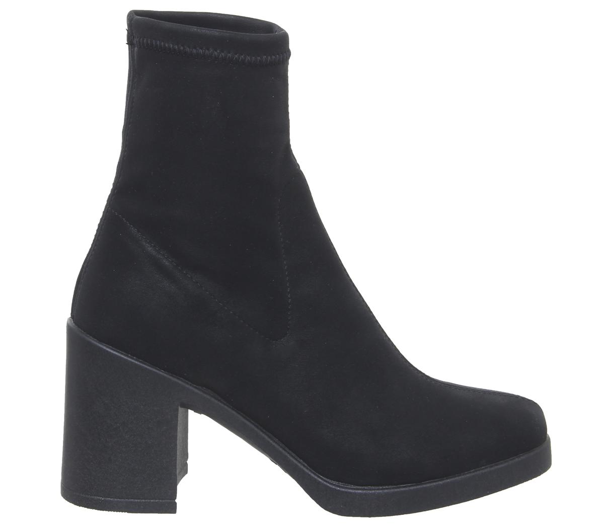 OFFICE Artichoke Sock Boot Square Toe Boots Black Women's Ankle Boots