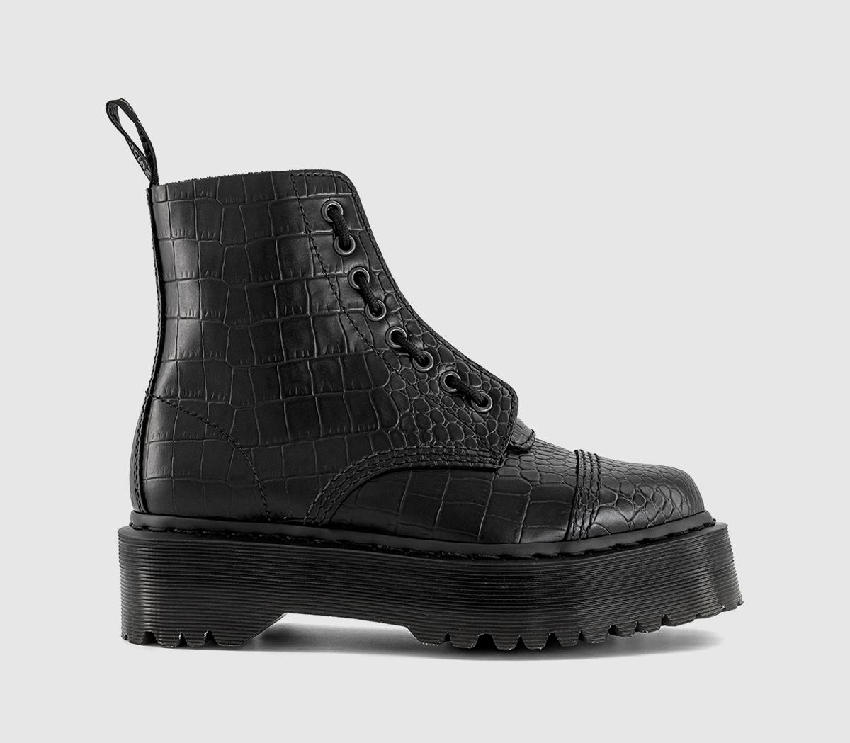 Dr. Martens Sinclair Zip Boots Black Vibrance Croco - Women's