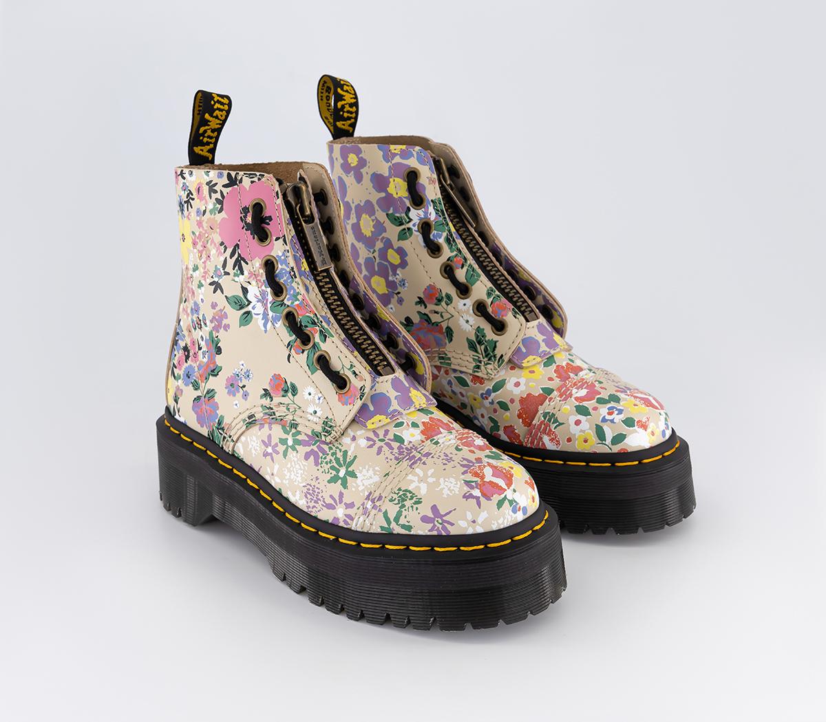 靴 Dr.Martens Sinclair Floral Mash Up DR. MARTENS Sinclair Floral Mashup Womens Platform Boots