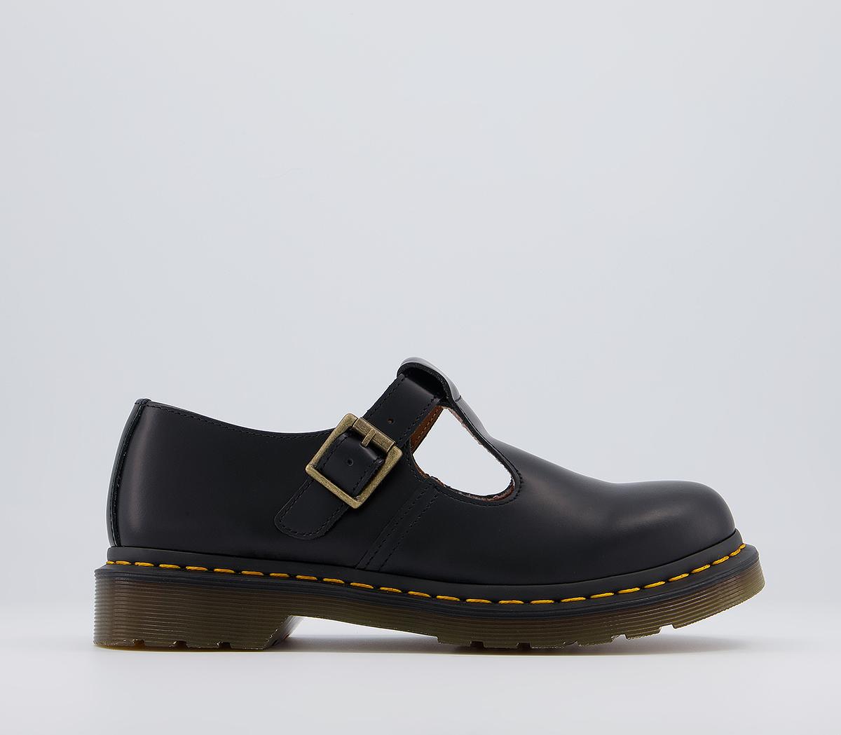 Polley T Bar Shoes Black Leather