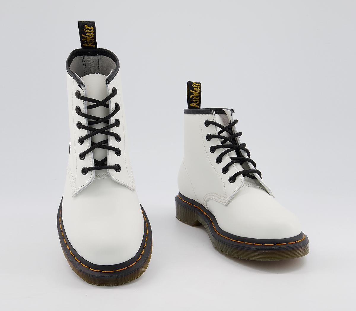 Dr. Martens 101 6 Eye Boots White - Women's Ankle Boots