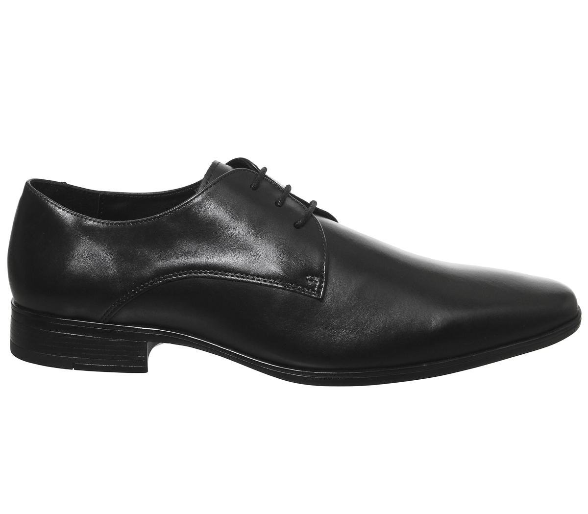 OFFICE Micro Derby Smart Shoes Black Leather - Men’s Smart Shoes