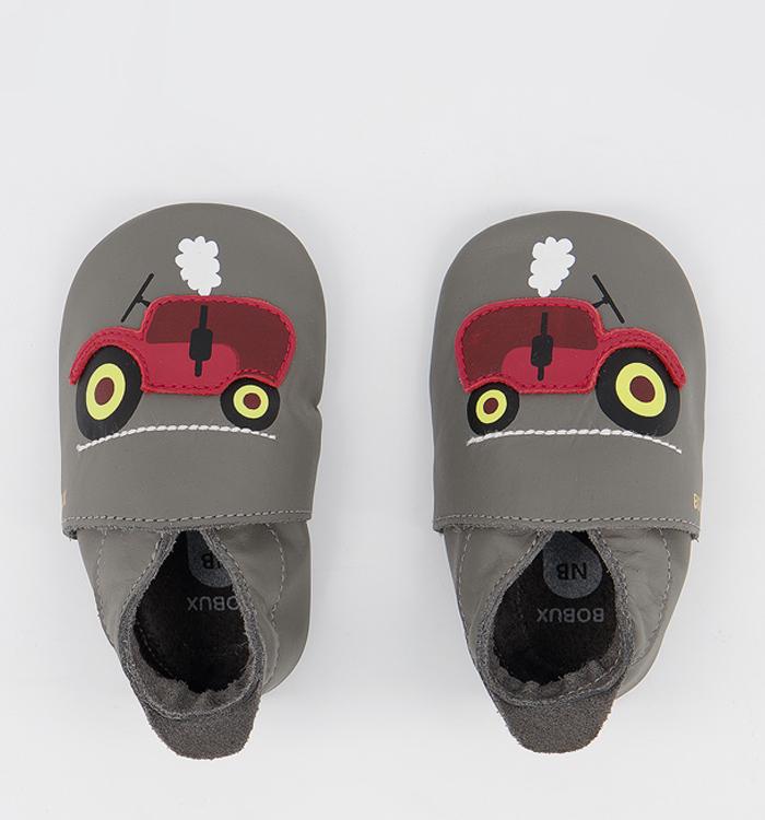 Bobux Soft Sole Crib Shoes Grey Tractor