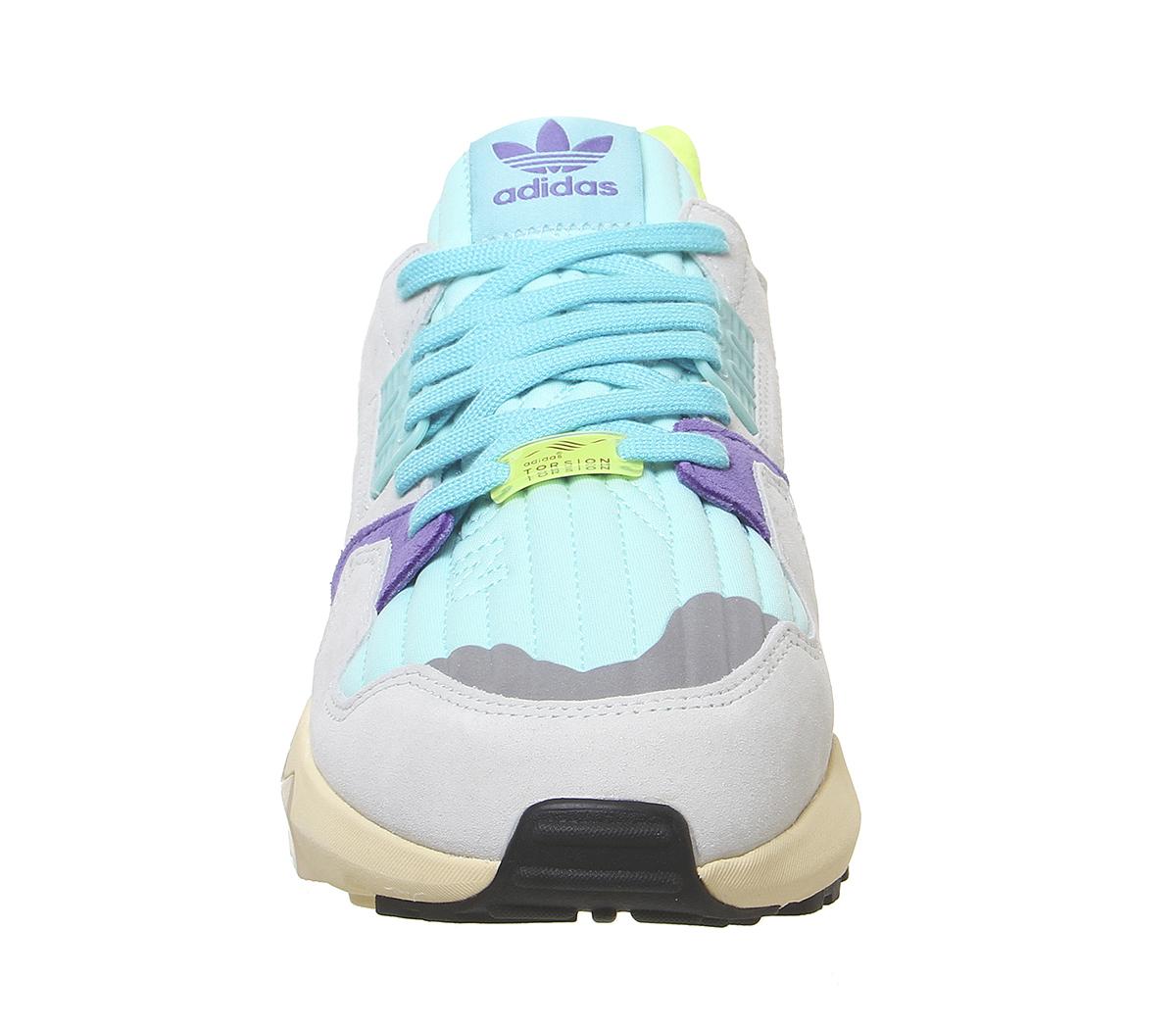 adidas Zx Torsion Clear Aqua Solar Yellow Purple - Unisex Sports
