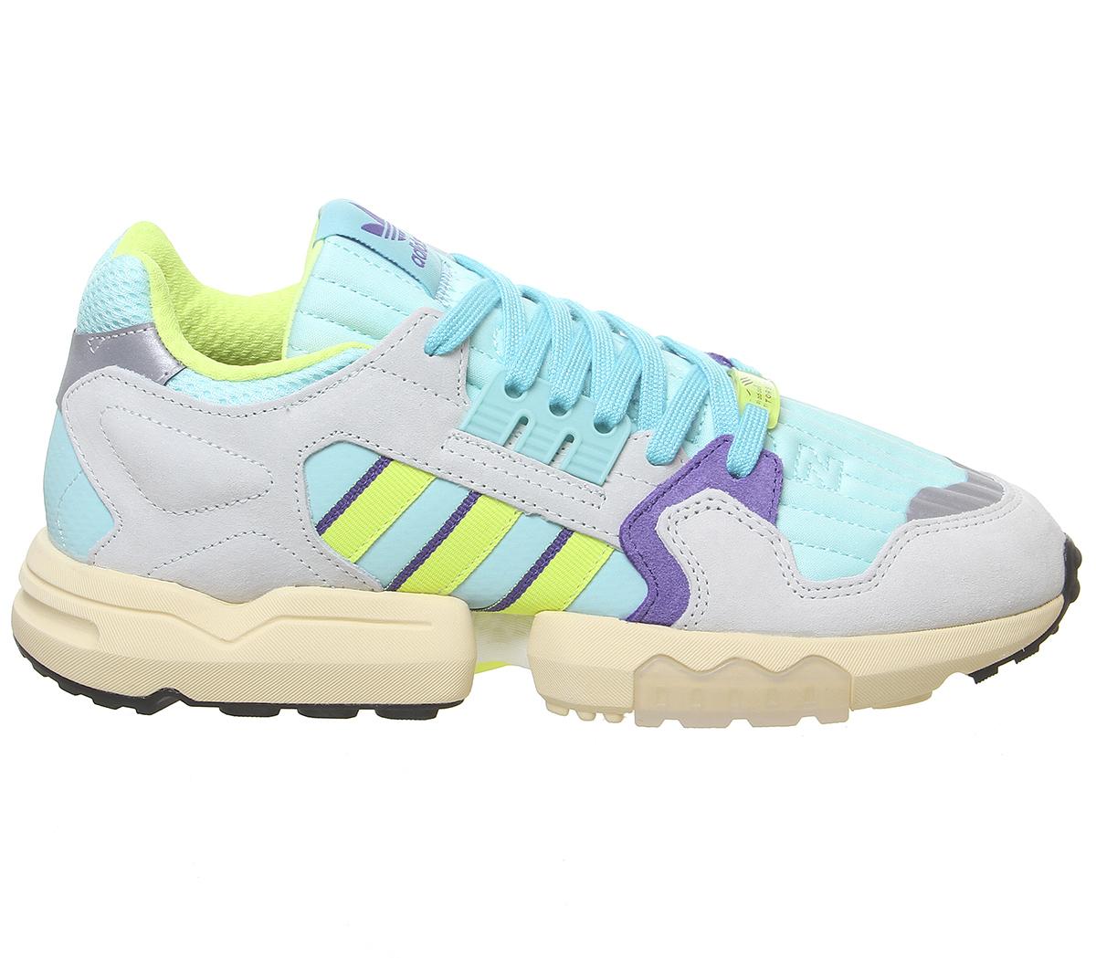 adidas Zx Torsion Trainers Clear Aqua Solar Yellow Purple