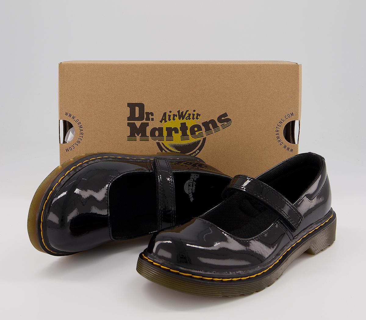 Martens Maccy Mary Jane Kids Shoes Black Patent Unisex