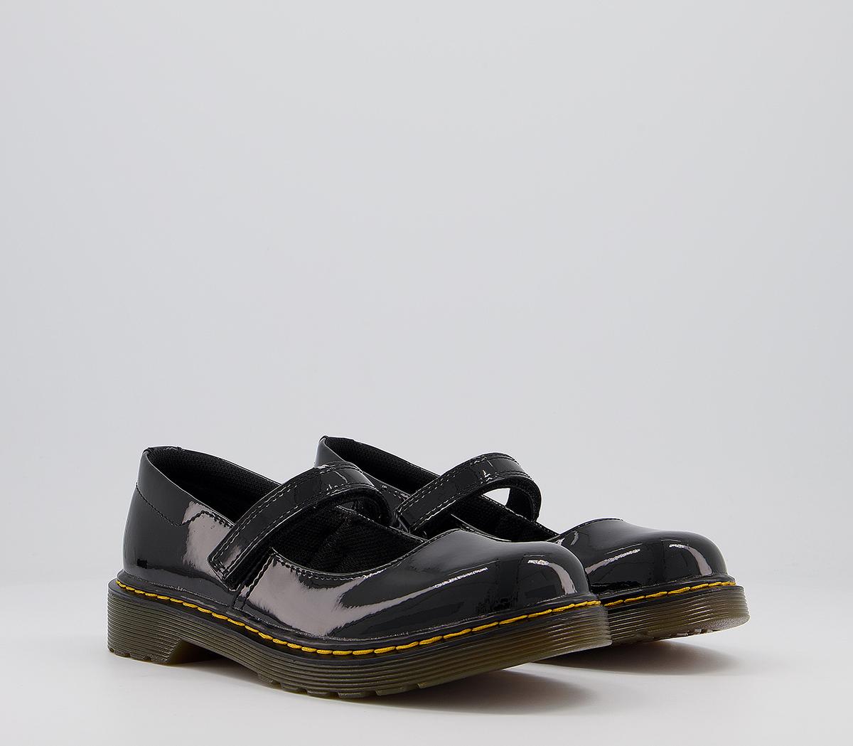dr. martens kids maccy (jnr) black patent rubber, 10 youth