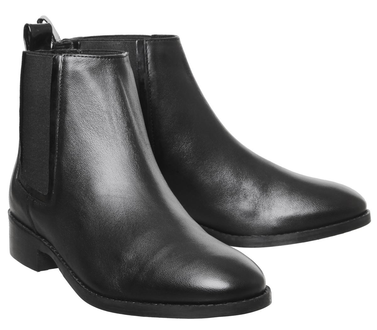 OFFICE Acorn Feature Chelsea Ankle Boots Black Leather Patent Feature ...