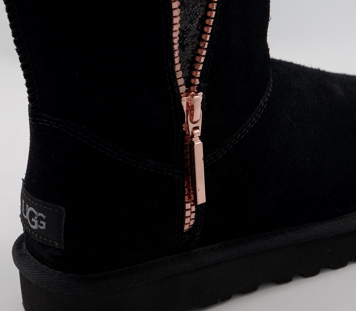 UGGClassic Zip BootBlack Rose Gold