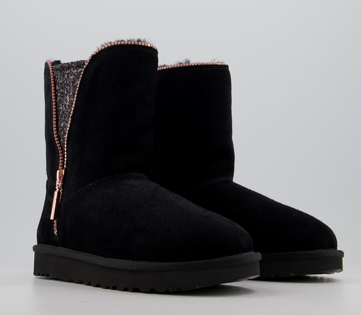 UGGClassic Zip BootBlack Rose Gold