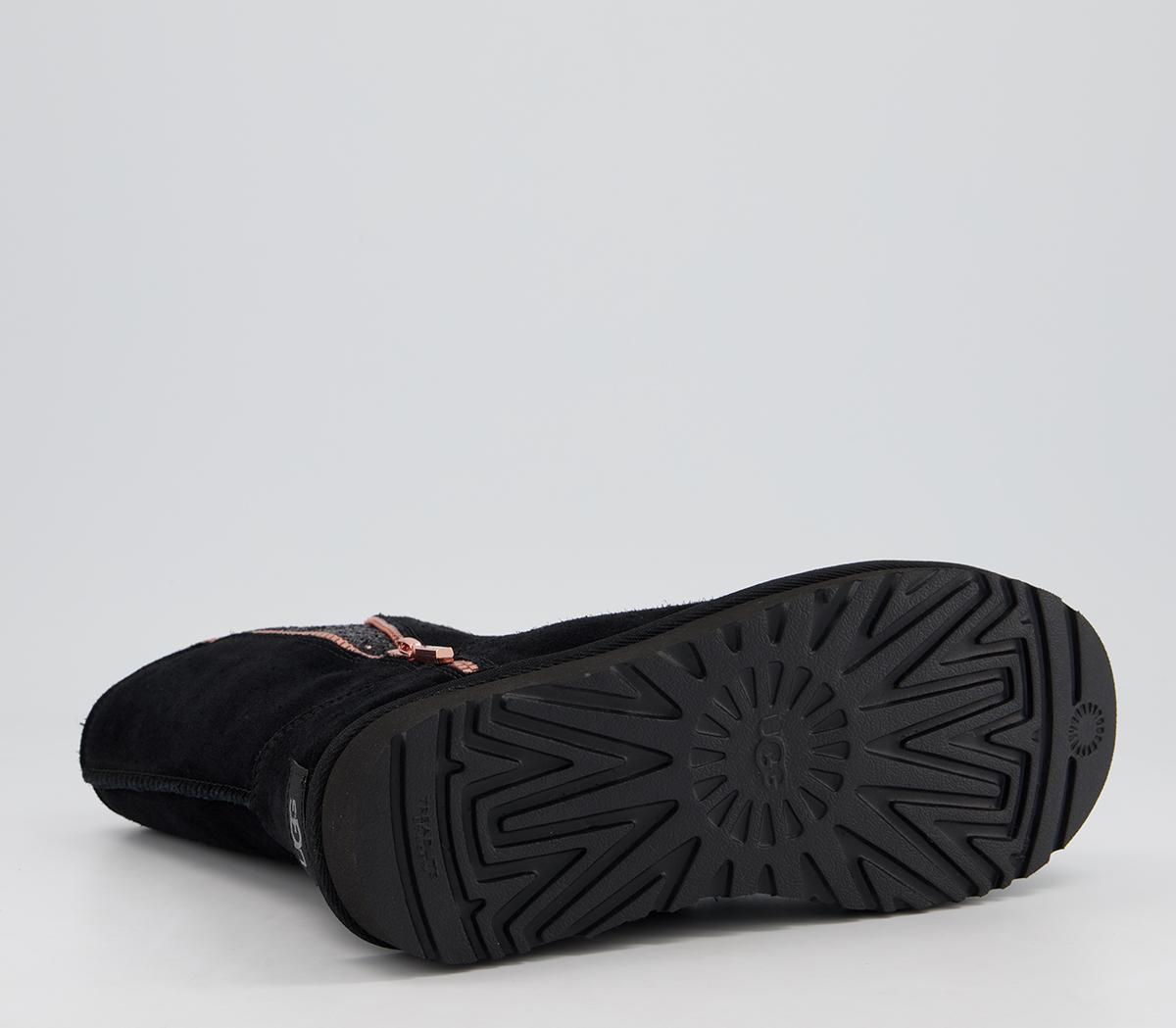 UGGClassic Zip BootBlack Rose Gold