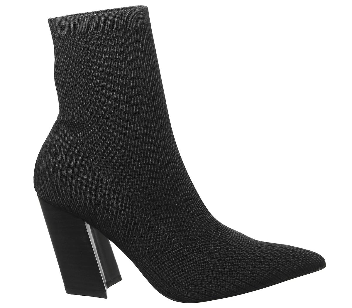 Office Aniseed Angled Heel Sock Boots Black Knit