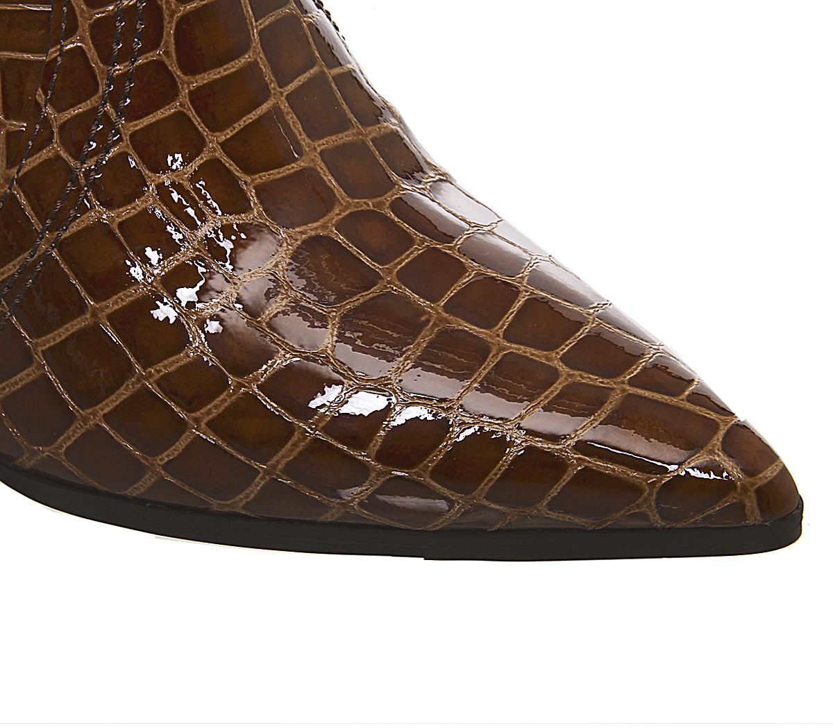 OFFICEAvail- Western BootBrown Croc Leather