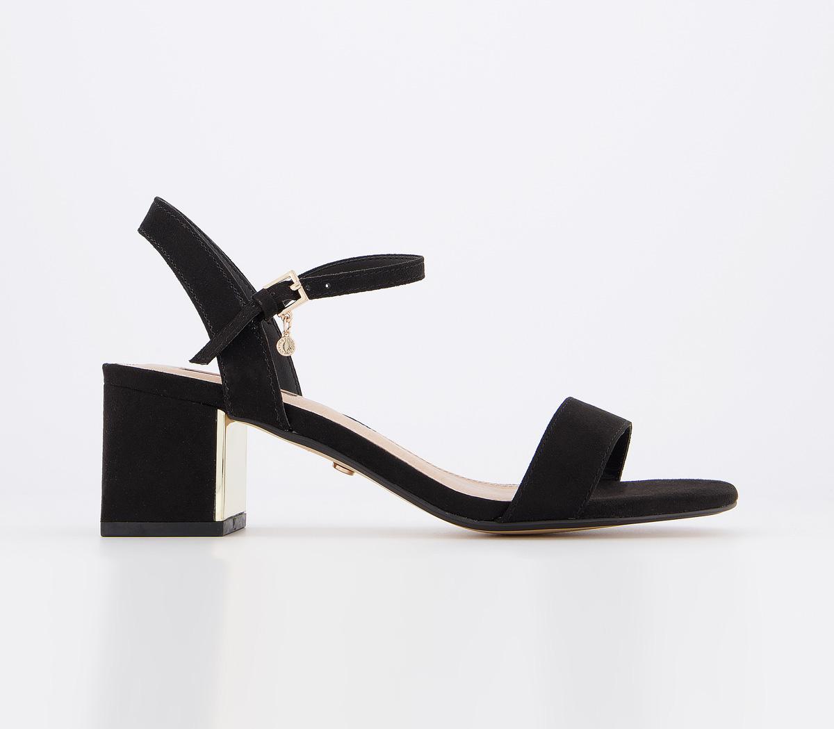 Black and gold hot sale low heel sandals