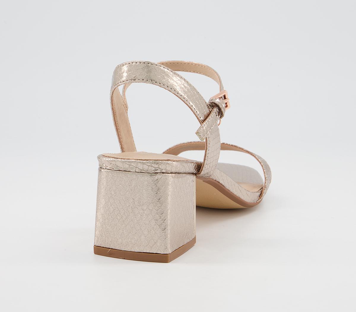OFFICEMula Minimal Block Heel SandalsRose Gold Snake