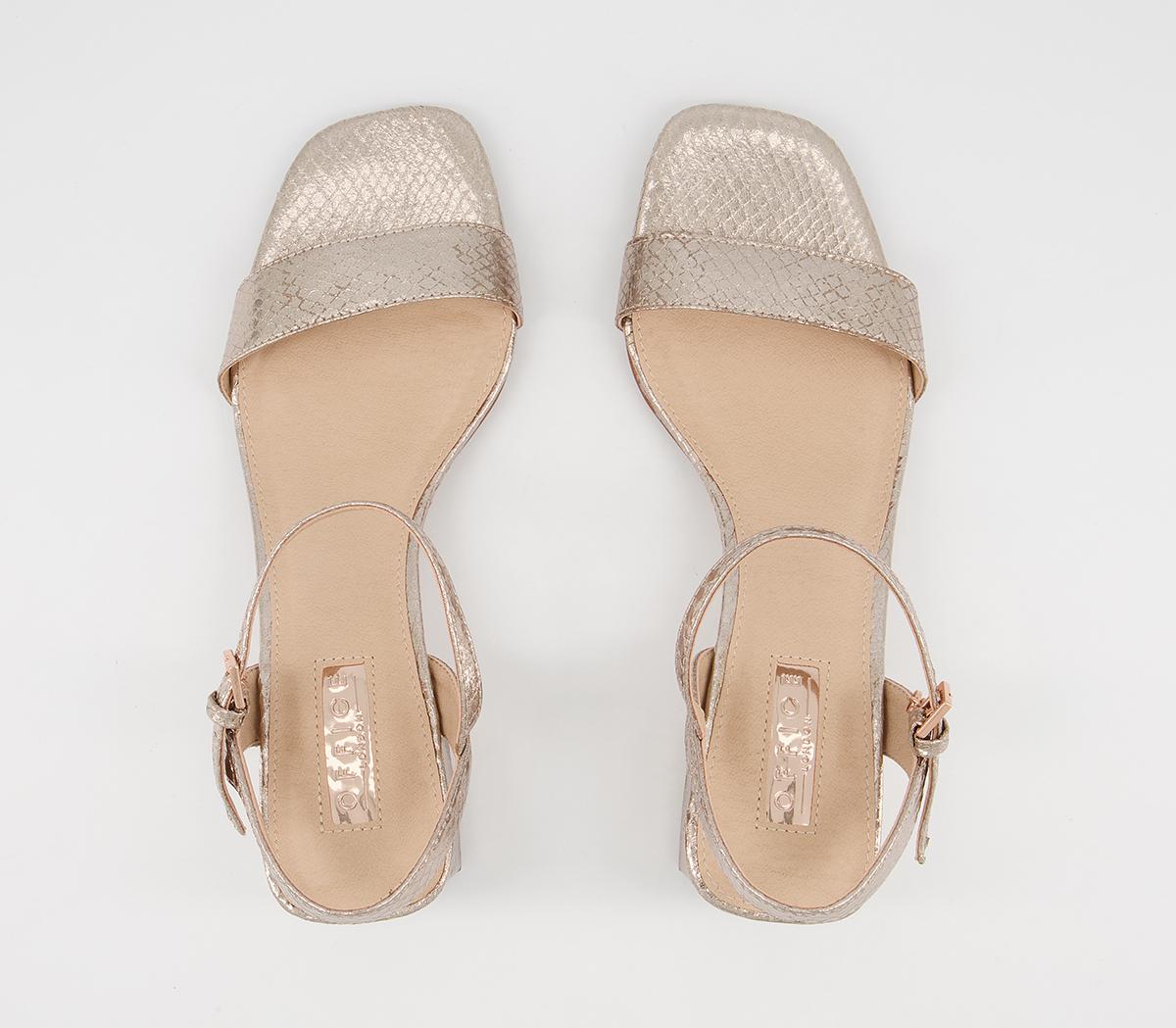 OFFICEMula Minimal Block Heel SandalsRose Gold Snake