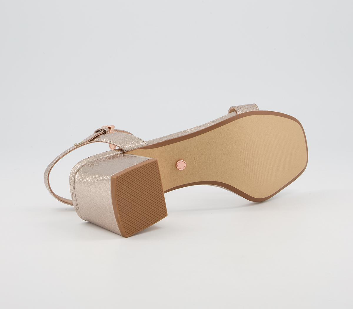 OFFICEMula Minimal Block Heel SandalsRose Gold Snake