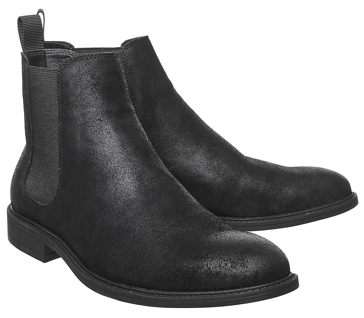 OFFICE Bruno Chelsea Boots Black Waxy Suede Men’s Boots
