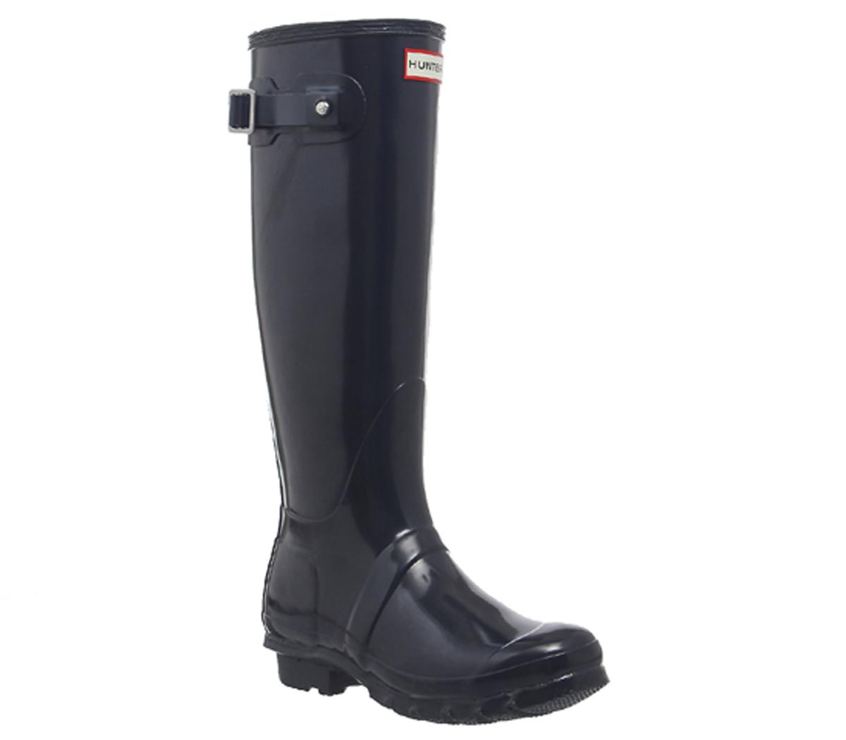 hunter navy gloss wellies