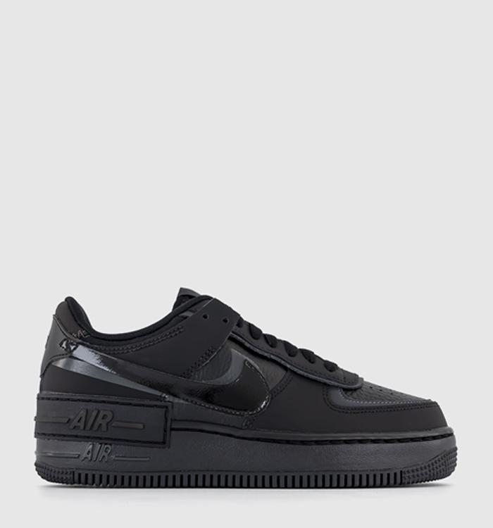 Nike Big Kids' Air Force 1 LV8 Glow Swoosh Casual Shoes in Black/Black Size 7.0 | Leather