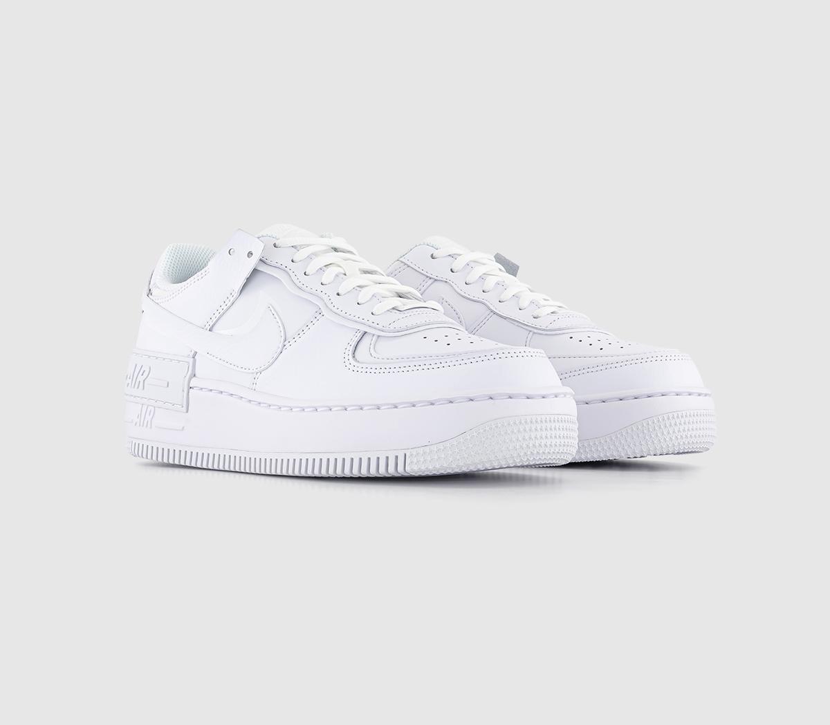 Nike Air Force 1 White Leather Shadow Trainers, Size: 4.5