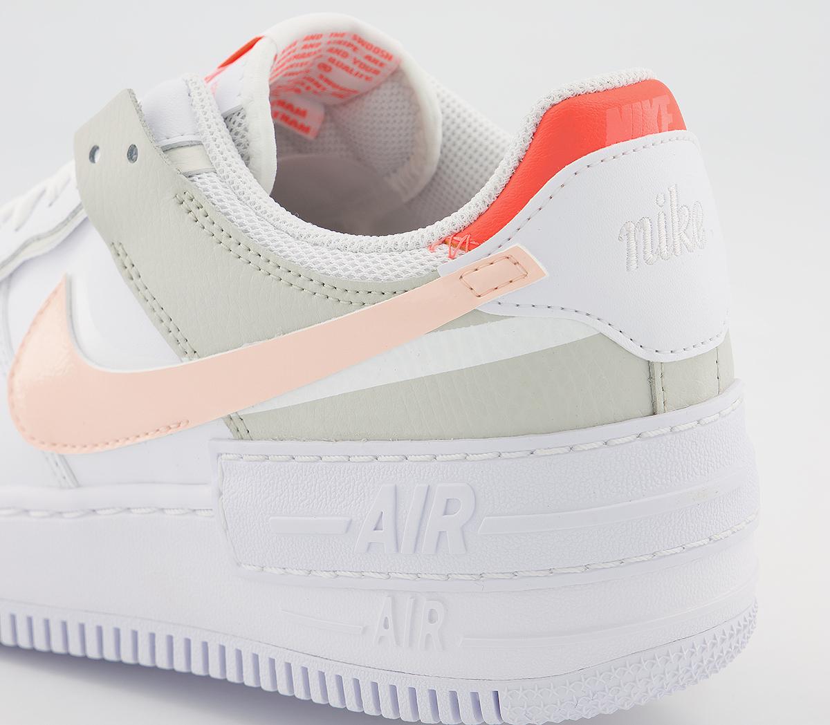 Nike Air Force 1 Shadow Trainers White Crimson Tint Bright