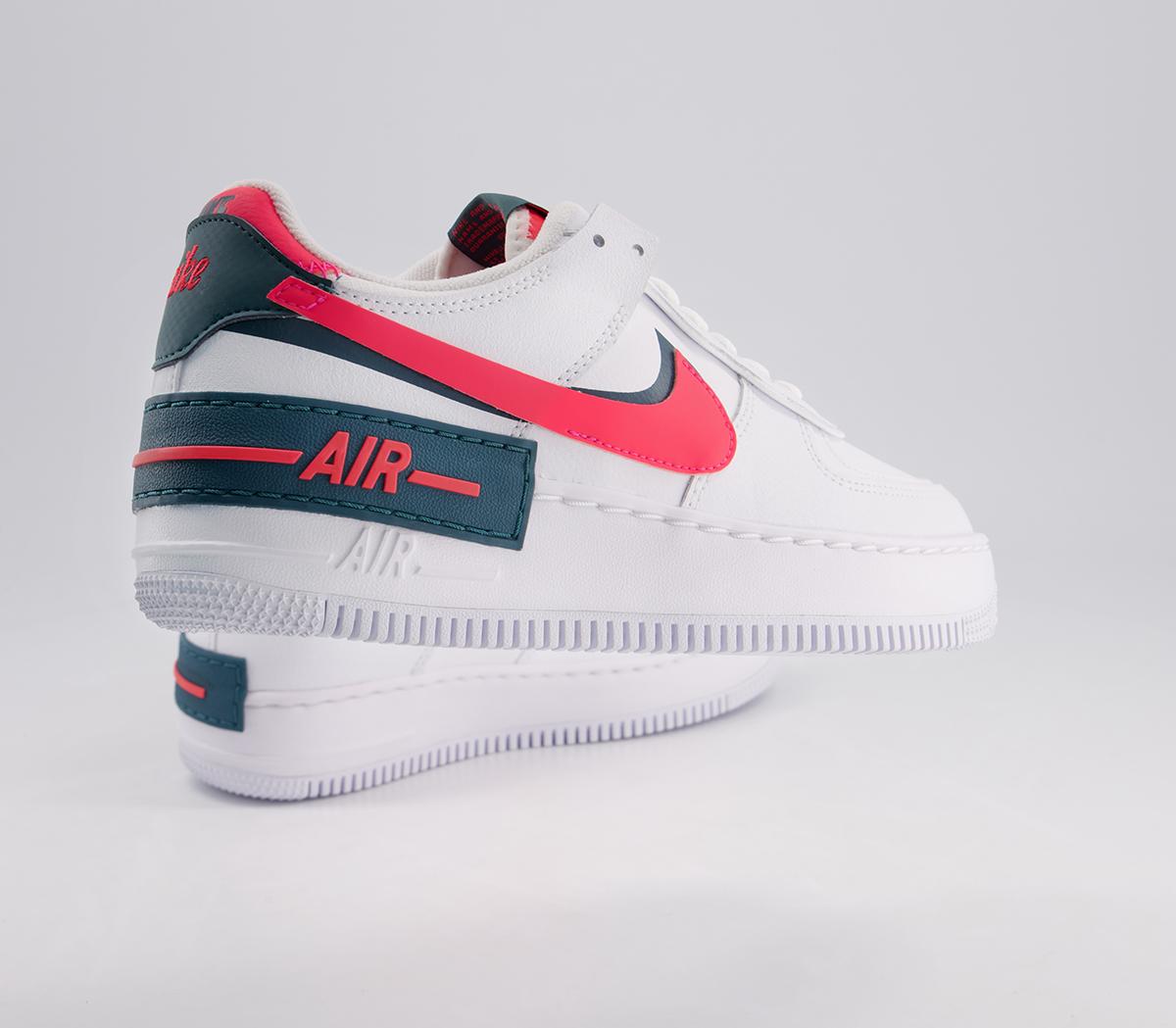 nike air force 1 shadow trainers in white red and blue