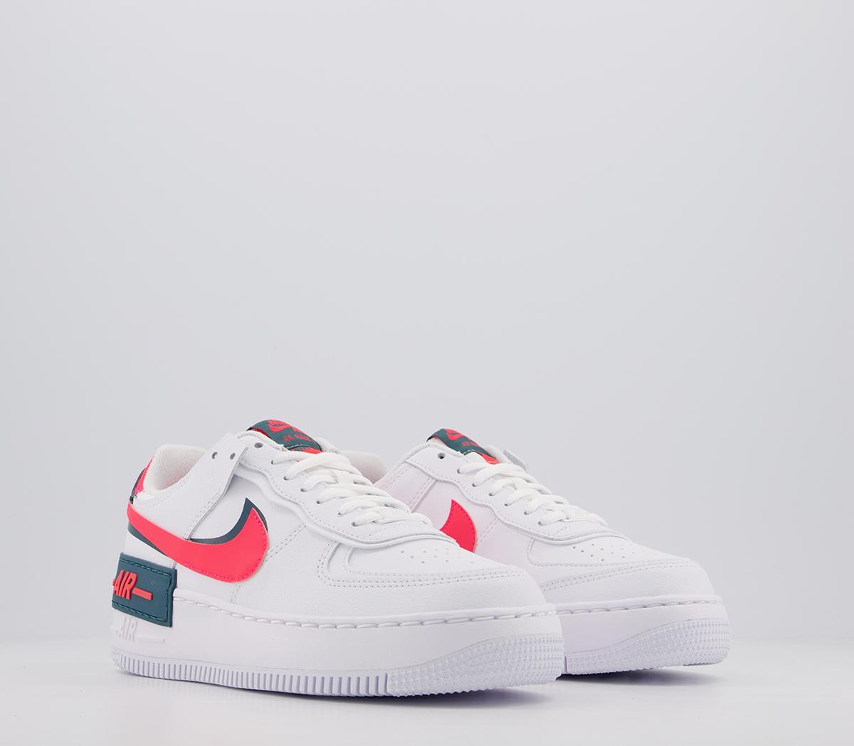 nike air force 1 shadow trainers in white red and blue