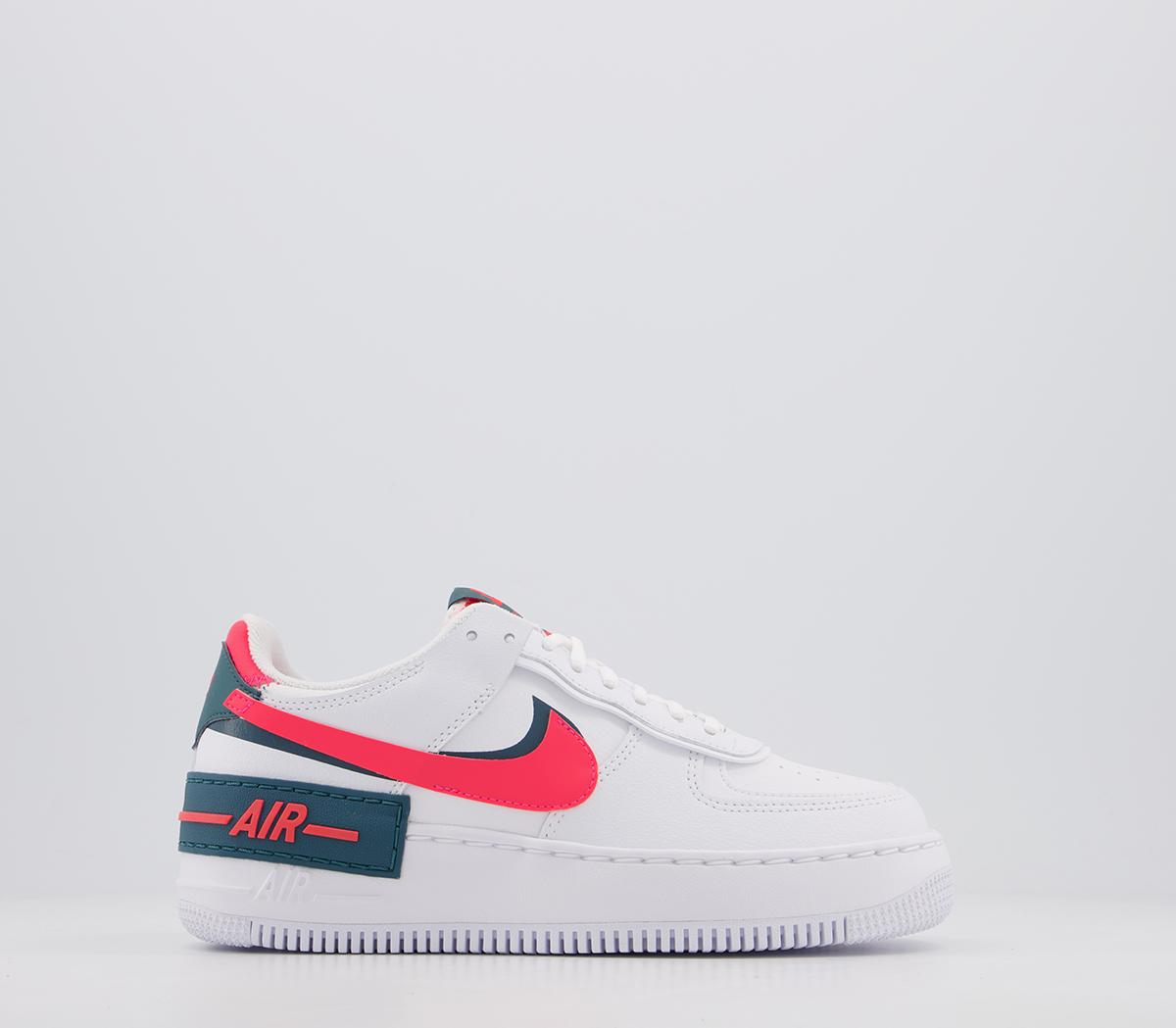 NikeAir Force 1 Shadow TrainersWhite Dark Teal Solar Red White