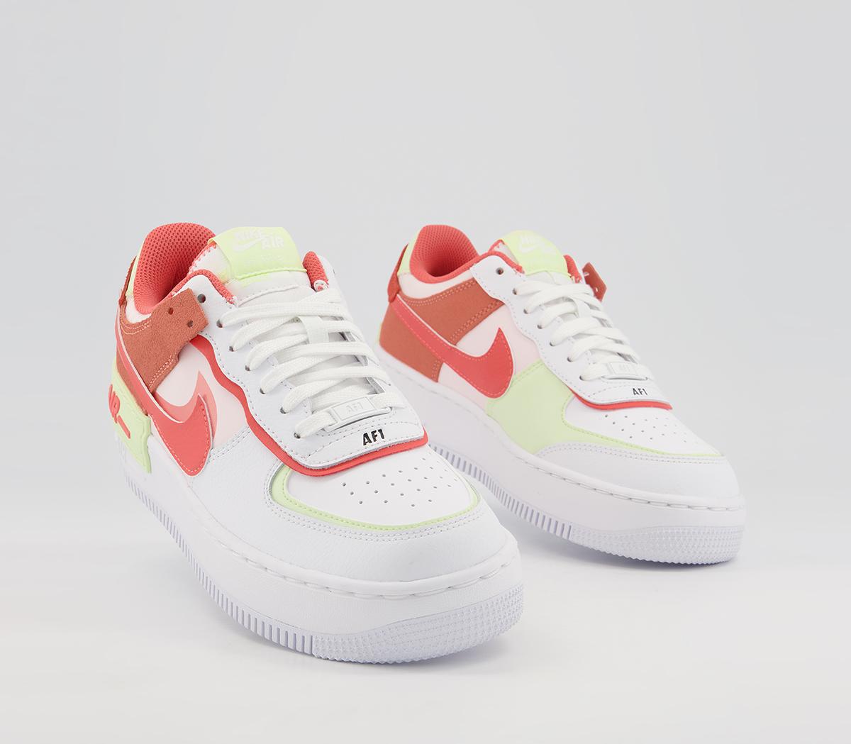 Nike Air Force 1 Shadow Trainers White Magic Ember Crimson Bliss Lime ...