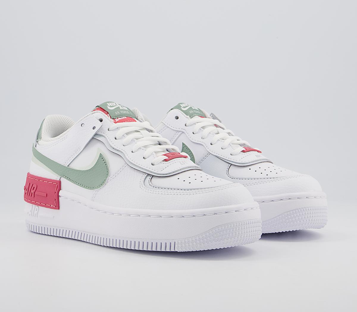 Nike Air Force 1 Shadow Trainers White Jade Smoke Seafoam Pink Pure ...