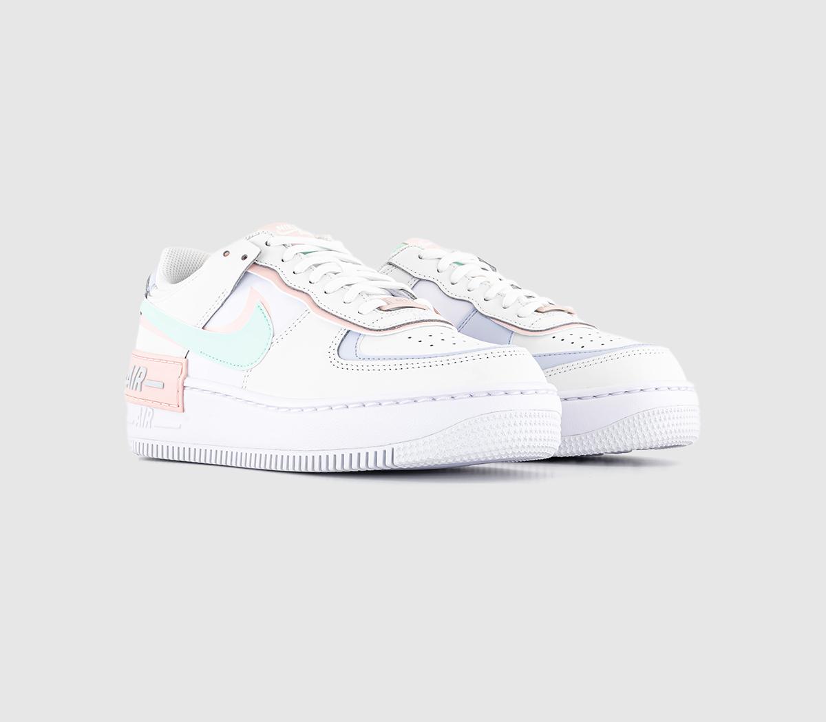Nike Womens Air Force 1 Shadow Trainers White Atmosphere Mint Foam Football Grey Mixed Material, 5.5