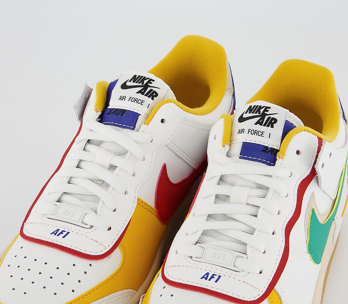 Nike Air Force 1 Shadow Trainers Summit White Neptune Green Yellow ...