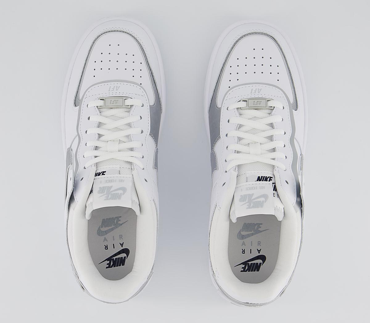 Nike Air Force 1 Shadow Trainers White Metallic Silver Pure Platnium ...