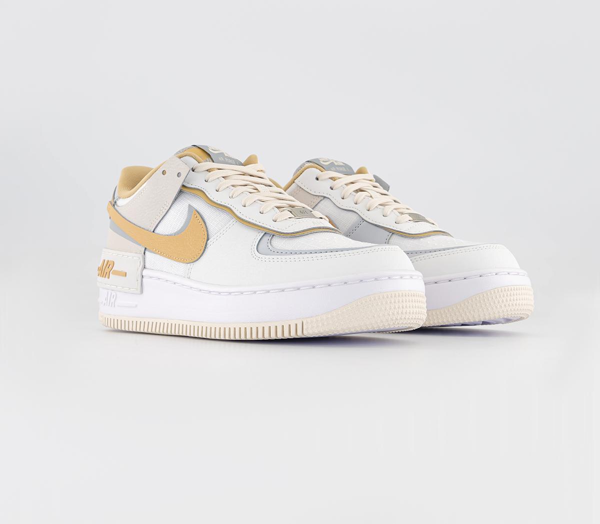 Nike Womens Air Force 1 Shadow Trainers Summit White Sesame Wolf Grey, 6