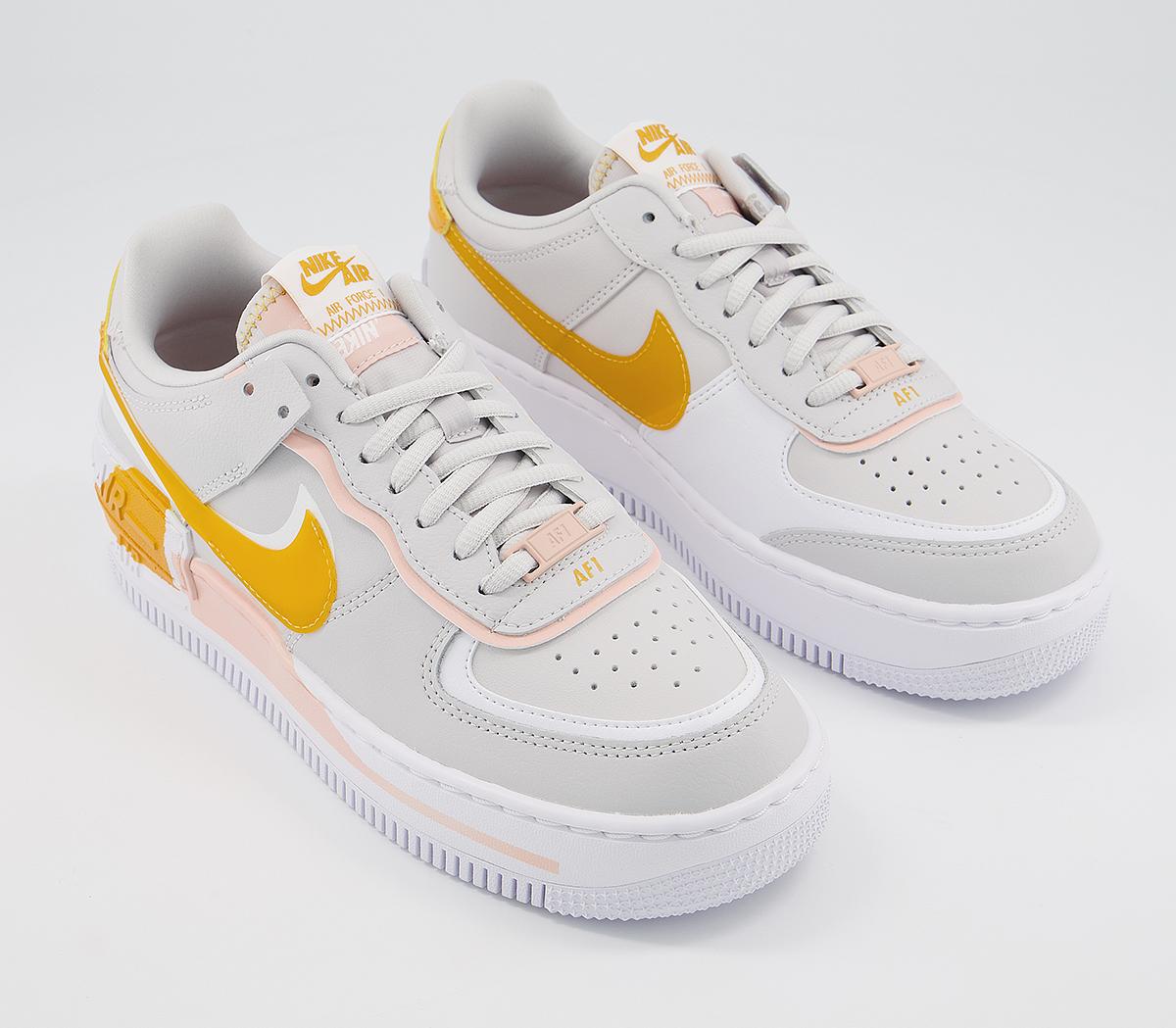 NikeAir Force 1 Shadow TrainersVast Grey Pollen Rise Washed Coral White